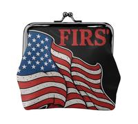 Portafoglio carino con portamonete unico ed elegante America First Print con chiusura a scatto impermeabile per monete