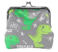 Portafoglio carino con stampa animale donna in pelle con serratura bacio feroce dinosauro grigio piccolo cambiamento, Dinosauro feroce grigio, UNITALLA Dinosauro feroce grigio, UNITALLA Classic