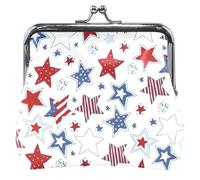 Portafoglio classico da donna con stella scarabocchio americano con fibbia in pelle e chiusura a bacio piccolo, classico Doodle Stars American, UNITALLA Classic Doodle Stars American, Classico Doodle