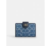 Portafoglio COACH CDF12 Medium Angolo Zip Firmato Denim Pelle BLU