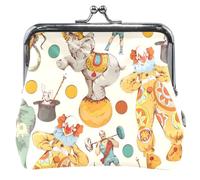 Portafoglio colorato da circo personalizzato da donna in pelle carino e divertente con chiusura a bacio piccolo, Circus Fun Colorful, UNITALLA Classic, Circus Fun Colorful, UNITALLA Classic, Circus