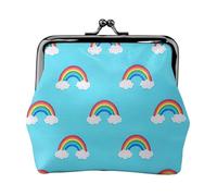 Portafoglio compatto con stampa arcobaleno nuvole goccia di pioggia squisito bacio blocco portafoglio carino mini sacchetto monete carte portafoglio