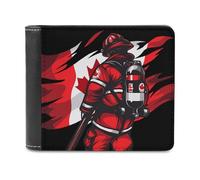 Portafoglio con bandiera canadese del pompiere, sottile tasca frontale, portafoglio bifold con porta carte di credito per donne e uomini, Stile:, Taglia unica, Per tutte le stagioni