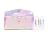 Portafoglio con buste per contanti, portafoglio trasparente per budget, 6 divisori per soldi con tasche e 2 adesivi per etichette, set per banconote, ricevute e contanti (arcobaleno)