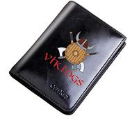 Portafoglio con cerniera tascabile vintage unica maschile, borse corta in pelle di grande capacità, simbolo vichingo del supporto per amuleto con card borse boy boy novità regalo, nero, stile 24