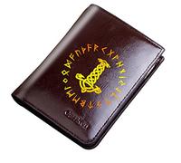 Portafoglio con cerniera tascabile vintage unica maschile, borse corta in pelle di grande capacità, simbolo vichingo del supporto per amuleto con card borse boy boy novità regalo, marrone, stile 30