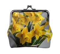 Portafoglio con ciondolo a forma di bouquet di narcisi e portamonete versatile, impermeabile, con chiusura a bacio, per chiavi e carte