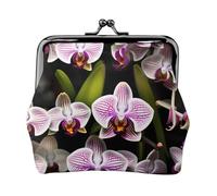 Portafoglio con ciondolo a forma di orchidee e portamonete versatile, impermeabile, con chiusura a bacio, per chiavi e carte