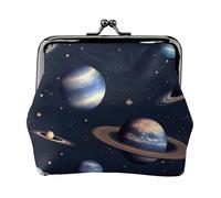 Portafoglio con ciondolo a forma di pianeta stelle e galassia della Via Lattea e portamonete versatile, impermeabile, con chiusura a bacio, per chiavi e carte