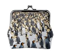 Portafoglio con ciondolo a forma di pinguini nella neve, versatile, impermeabile, con chiusura a bacio, per chiavi e carte