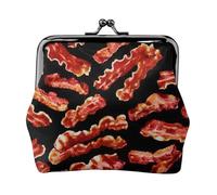 Portafoglio con ciondolo con stampa a bacon e portamonete versatile, squisito impermeabile con chiusura a bacio, per chiavi e carte