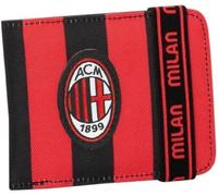 Portafoglio Uomo - A.C. MILAN Calcio, Nero Rosso - Apertura con Elastico -Portamonete con Chiusura Magnetica - Multi Scomparti Interni - Portafoglio Bambino - Squadre Calcio Serie A - Tifoso Milanista