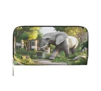 Portafoglio con fermasoldi elegante per uomo e donna, in pelle PU, scomparti multipli, ideale per contanti e carte, l'elefante in utopia, nero, Taglia unica