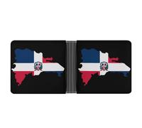 Portafoglio con mappa della Repubblica Dominicana con bandiera della Repubblica Dominicana, portafoglio divertente per banconote, portamonete, porta carte di credito, borsa per uomini e donne, Stile:,