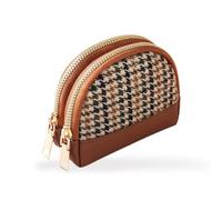 Portafoglio Con Mini Custodia Portamonete da Donna in Pelle Con Cerniera - Portatile Mini Tasca Porta Monete Marrone