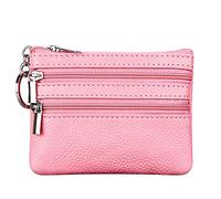 Cynure Portafoglio con Mini Custodia Portamonete da Donna in Vera Pelle con Portachiavi, rosa