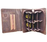 Portafoglio con scomparto portamonete + scomparto per banconote - 8 scomparti separati - portafoglio Euro - portafoglio assortito - scomparto per banconote - idea regalo in pelle, marrone, L, Business