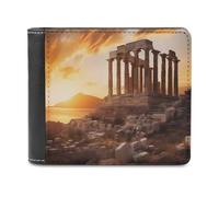 Portafoglio con stampa del tempio del Partenone sul tramonto, portafoglio bifold con scomparti multipli per carte di credito, per uomini e donne, Stile:, Taglia unica, MHXYZHW
