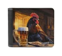 Portafoglio con stampa di birra al mattino con gallo, portafoglio bifold con scomparti multipli per carte di credito, per uomini e donne, Stile:, Taglia unica, MHXYZHW