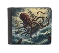 Portafoglio con stampa di polpo mostro tempesta onde e marinai con stampa bifold portafoglio portamonete con scomparti multipli per carte di credito, per uomini e donne, Stile:, Taglia unica, MHXYZHW