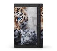 Portafoglio con stampa leopardi e gatto selvatico a tre pieghe, tasca frontale con finestra d'identità, regalo per uomini e donne, Stile:, Taglia unica, MHXYZHW