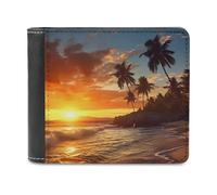 Portafoglio con stampa oceanica, spiaggia, palma, alba, tramonto, portafoglio bifold con scomparti multipli per carte di credito, per uomini e donne, Stile:, Taglia unica, MHXYZHW