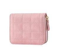 Portafoglio corto alla moda in lattice tinta unita da donna con cerniera, scomparti multipli per carte di credito, pochette per telefono, portafoglio luminoso (rosa, taglia unica)