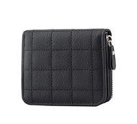 Portafoglio corto alla moda in lattice tinta unita da donna con cerniera, scomparti multipli per carte di credito, pochette per telefono, portafoglio luminoso (nero, taglia unica)