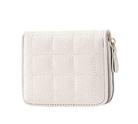 Portafoglio corto alla moda in lattice tinta unita da donna con cerniera, scomparti multipli per carte di credito, pochette per telefono, portafoglio luminoso (beige, taglia unica)