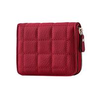 Portafoglio corto alla moda in lattice tinta unita da donna con cerniera, scomparti multipli per carte di credito, pochette per telefono, portafoglio luminoso (vino, taglia unica)