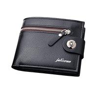 Portafoglio corto alla moda, tinta unita, da uomo d'affari, con tasche multiple per carte di credito, pochette per camerieri (nero, taglia unica)