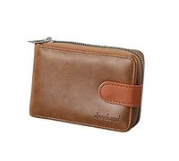 Portafoglio corto alla moda, tinta unita, unisex, con cerniera, scomparti multipli per carte di credito, portafoglio planner (caffè, taglia unica)