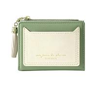 Portafoglio corto da donna con stampa a lettere e cerniera, portafoglio in pelle con due pieghe multiple per carte di credito, portafogli da uomo (verde, taglia unica)