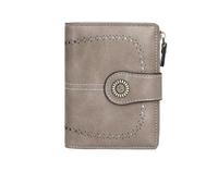 Portafoglio corto da donna retrò con protezione tripla 1 pezzo, pochette versatile alla moda quotidiana di grande capacità in tinta unita Per L'uso Quotidiano, I Viaggi(Grey)