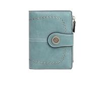 Portafoglio corto da donna retrò con protezione tripla 1 pezzo, pochette versatile alla moda quotidiana di grande capacità in tinta unita Per L'uso Quotidiano, I Viaggi(Light Blue)