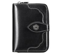 Portafoglio corto da donna retrò con protezione tripla 1 pezzo, pochette versatile alla moda quotidiana di grande capacità in tinta unita Per L'uso Quotidiano, I Viaggi(Black)