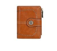 Portafoglio corto da donna retrò con protezione tripla 1 pezzo, pochette versatile alla moda quotidiana di grande capacità in tinta unita Per L'uso Quotidiano, I Viaggi(Brown)