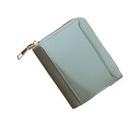 Portafoglio corto da donna, tinta unita, con cerniera, scomparti multipli per carte, pochette in pelle (blu, taglia unica)