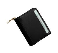 Portafoglio corto da donna, tinta unita, con cerniera, scomparti multipli per carte, pochette in pelle (nero, taglia unica)