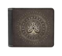 Portafoglio Corto Multifunzione Morbido Lupo Vichingo Fenrir, Portafoglio Portatile in PU Bifold Albero della Vita per Donne Uomini, con Molteplici Scomparti per Carte ( Color : A18 , Size : 12x10cm )