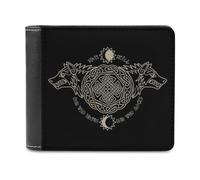 Portafoglio Corto Multifunzione Morbido Lupo Vichingo Fenrir, Portafoglio Portatile in PU Bifold Albero della Vita per Donne Uomini, con Molteplici Scomparti per Carte ( Color : A15 , Size : 12x10cm )