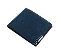 Portafoglio corto sottile da uomo, con scomparti multipli, minimalista con tasca frontale, tasca portamonete, grande capacità, clip per soldi compatto per affari e viaggi (3 colori), Blu, 12*9.5*1cm