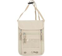 Portafoglio da Collo con Protezione RFID Beige - Borsello da Collo Antifurto in Nylon Ripstop Impermeabile con 5 Tasche e Tracolla Regolabile per Passaporto, Documenti, Carte e Contanti in Viaggio