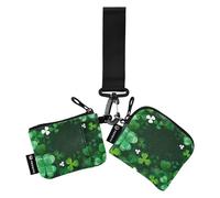 Portafoglio da donna a doppio portafoglio con scomparti per carte di lavoro Borsa a portafoglio con cerniera per donne e ragazze, 2 pezzi, trifoglio nostro San Patrizio Lucky verde, 4.13"(L) x