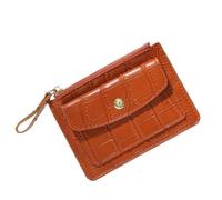 Portafoglio da donna alla moda con tasca con cerniera portamonete pochette in pelle PU portamonete porta carte multi-card piccolo portafoglio, Caff, Taglia unica