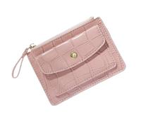 Portafoglio da donna alla moda con tasca con cerniera portamonete pochette in pelle PU portamonete porta carte multi-card piccolo portafoglio, rosa, Taglia unica