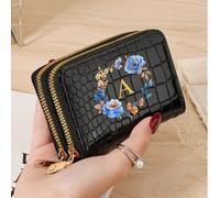 Portafoglio da donna alla moda con texture coccodrillo e pietra, con più scomparti per le carte, tasca portamonete con doppia cerniera e finestra per il documento d'identità - stampa personalizzata co