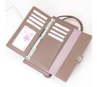 Portafoglio da donna alla moda, in materiale morbido di alta qualità, con ricamo, portatile e casual, con cerniera, adatto per lo shopping, i viaggi, il portamonete, il porta carte di credito lungo Po