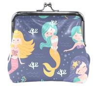 Portafoglio da donna alla moda in pelle blu navy con fibbia di bloccaggio, Trendy Sirene blu navy, classico, Trendy Sirene Blu Navy, Classico