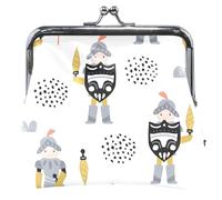 Portafoglio da donna carino cavaliere in pelle carino animale carino lucchetto bacio piccola borsa portamonete childish carino cavaliere bianco classico, Childish Cute Knight White, Classico